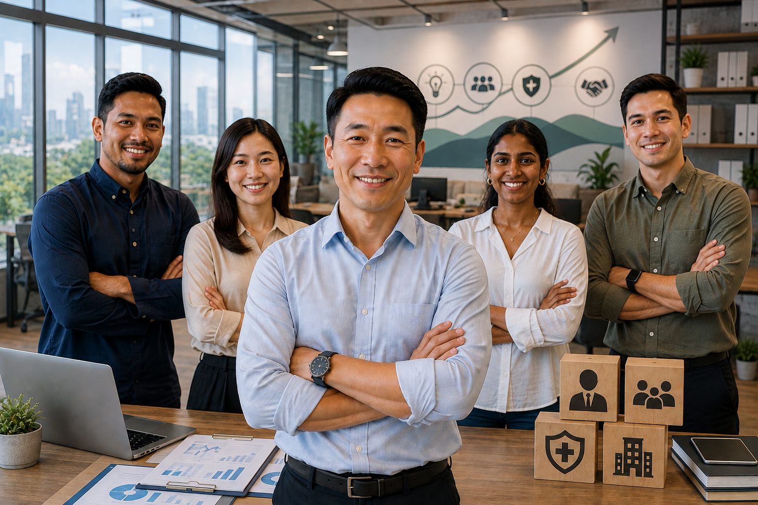 Singapore business team representing business insurance solutions