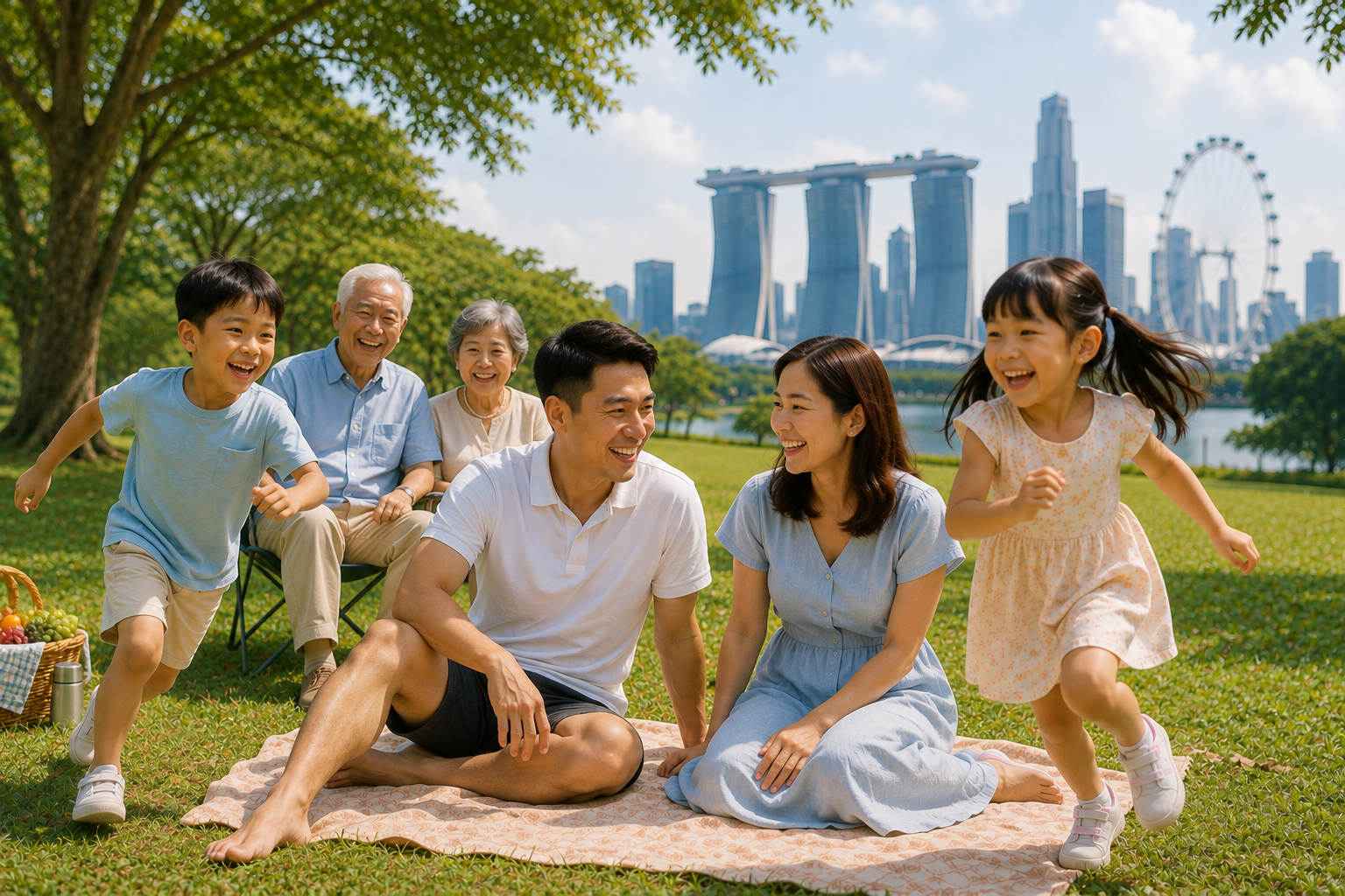 Singapore family enjoying time together as part of family protection planning